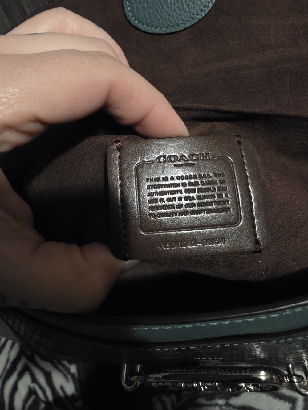 Coach Jade Shoulder Bag NWT in a dark turquoise With Snakeskin Embossed Trim - Picture 14 of 16